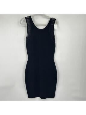Women's Diane Von Furstenberg Moscow Mesh Y2K Bandage Bodycon Black Dress Small